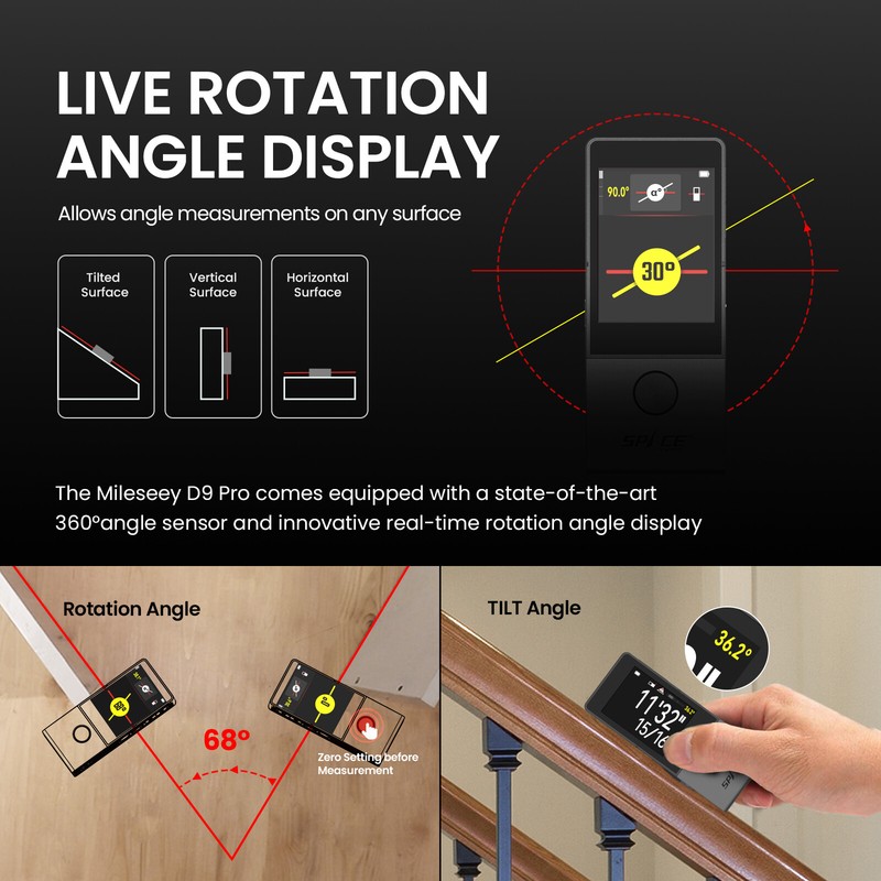 330Ft Laser Measure Tool ±2mm Accuracy M/in/Ft Unit Switching Touchscreen gallery