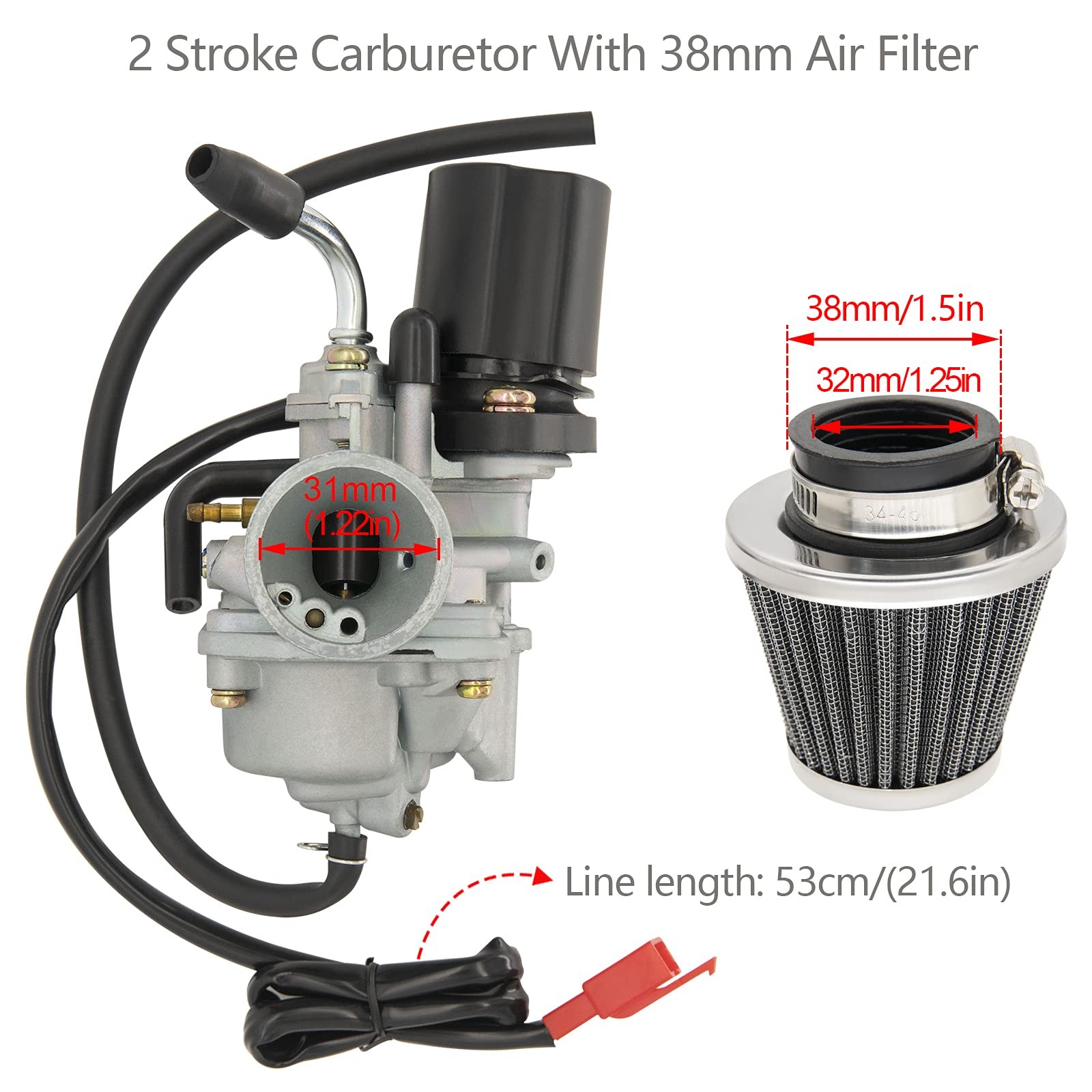 2 Stroke Carburetor Carb Compatible For Dinli 50cc 70cc 90cc 100cc 110cc ATV... gallery