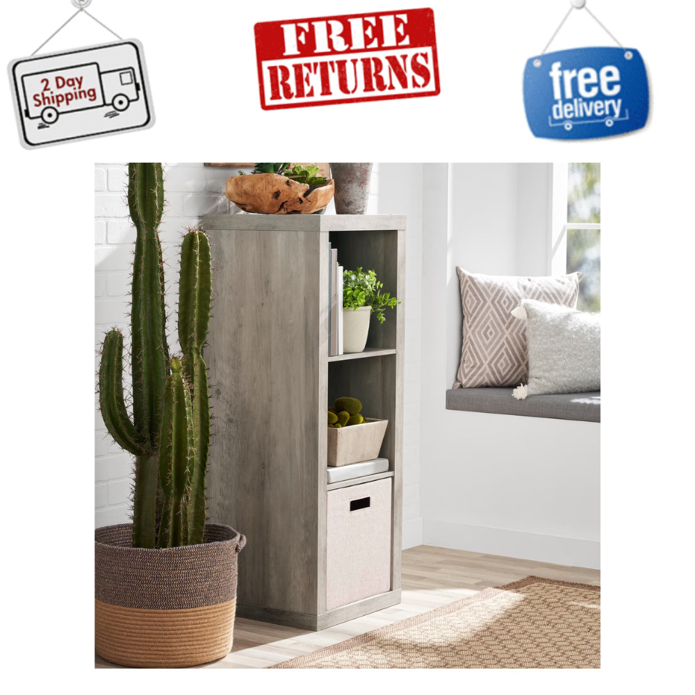 Better Homes & Gardens 3-Cube Storage Organizer Wood Bookcase Shelf, Rustic Gray gallery