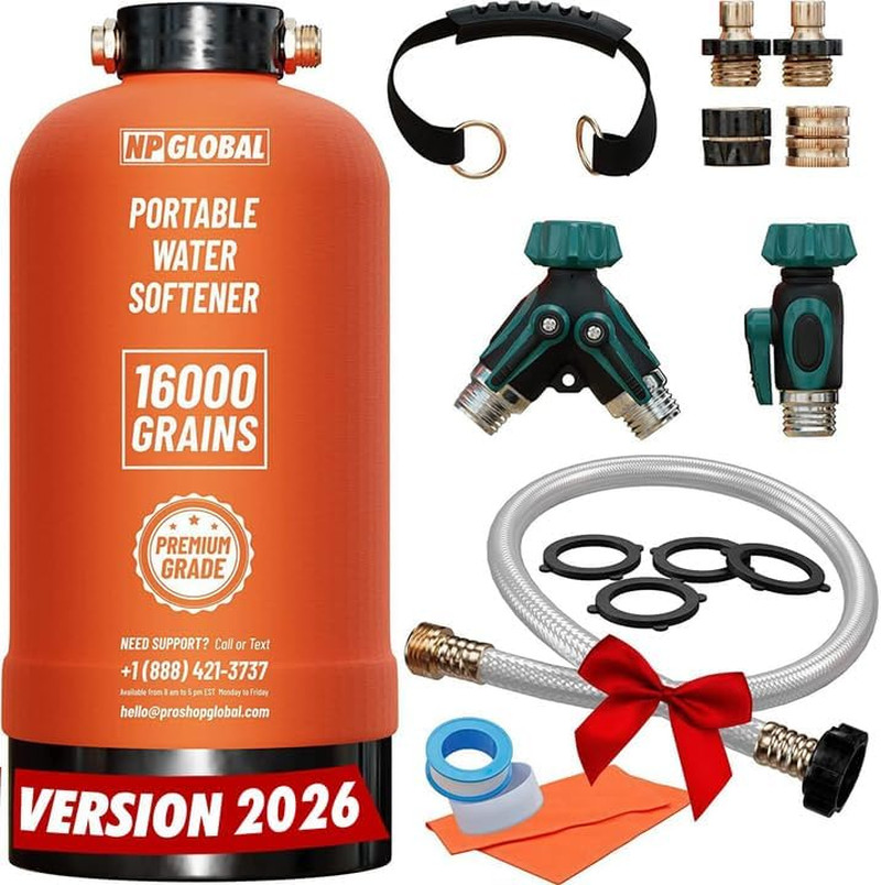 RV Water Softener Portable - 16,000 Grain, 3/4" GHT Fittings, Convenient Water S gallery