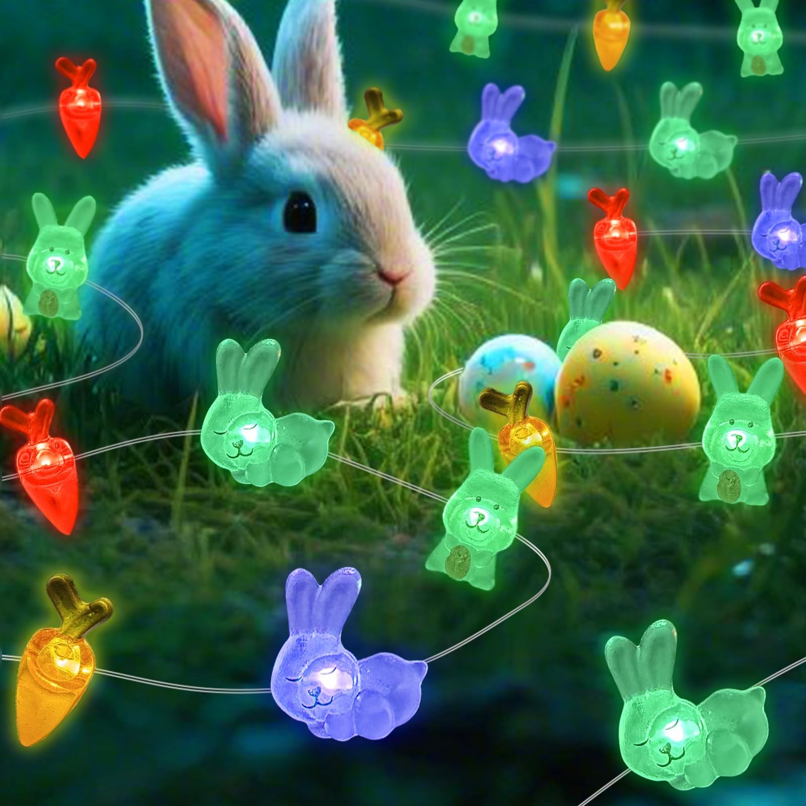 Easter Decoration Rabbit and Carrot LED Fairy Light Battery Operated String L... gallery