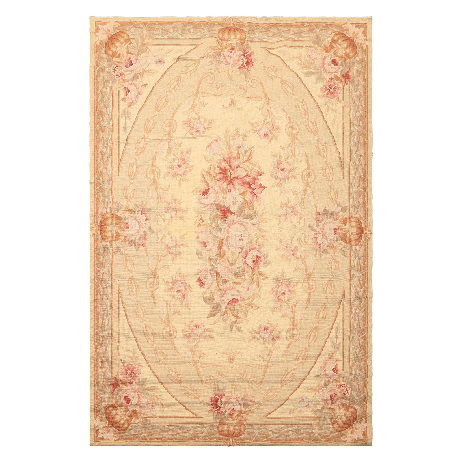 4x6 Hand Woven Wool Beige French Needlepoint Traditional Classic Rug gallery