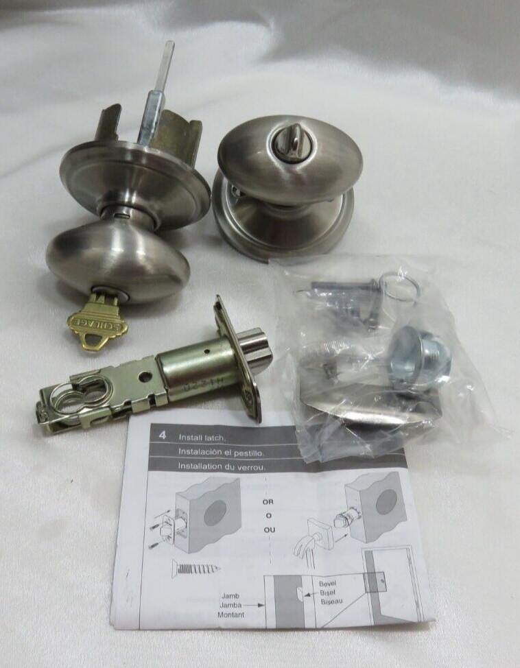 Schlage - Key Entry - Single Cylinder Doorknob Lock Set Brushed Nickle gallery