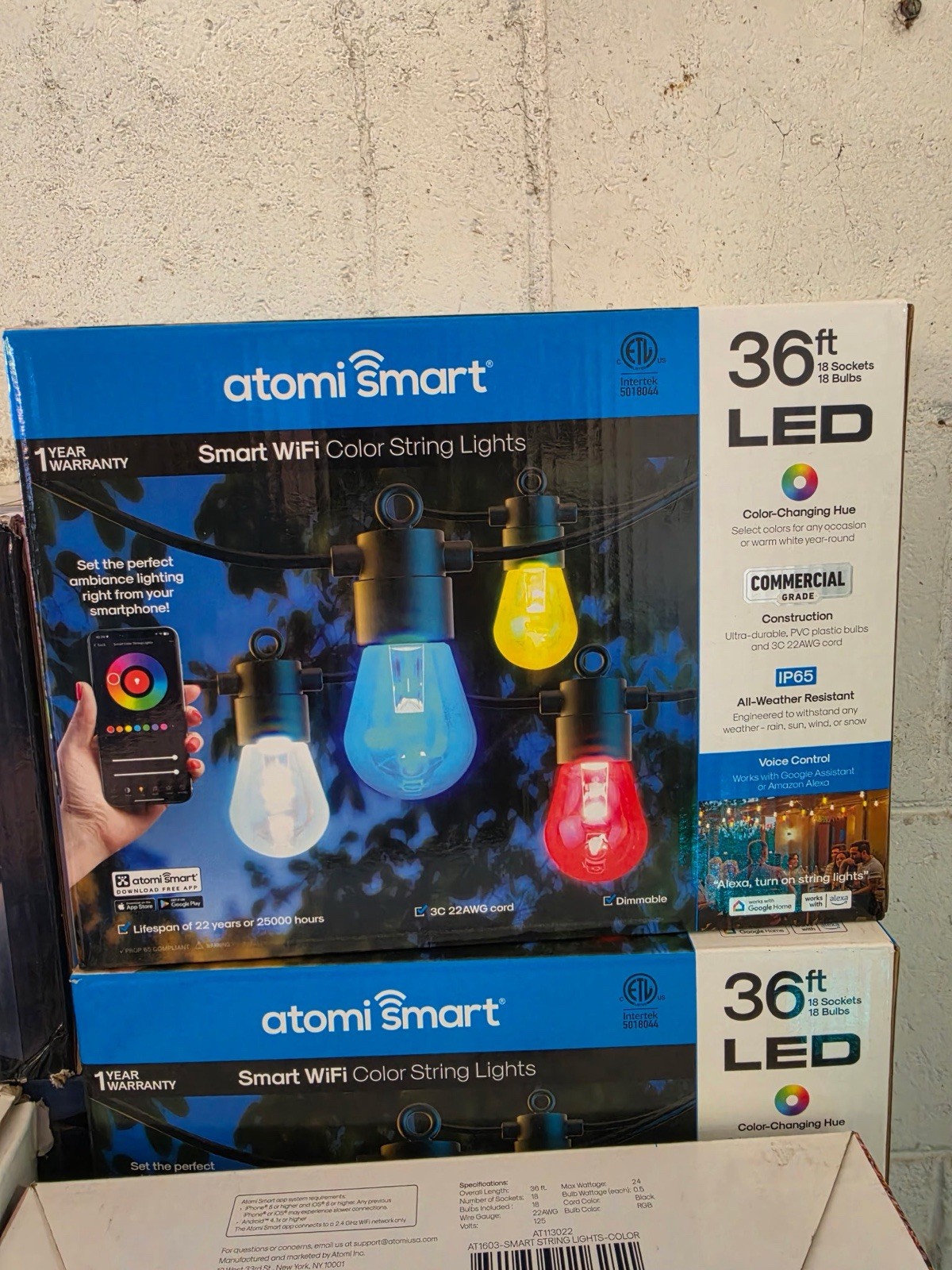 Atomi Smart Wi-Fi Color Outdoor String Lights - App controlled - 36ft gallery