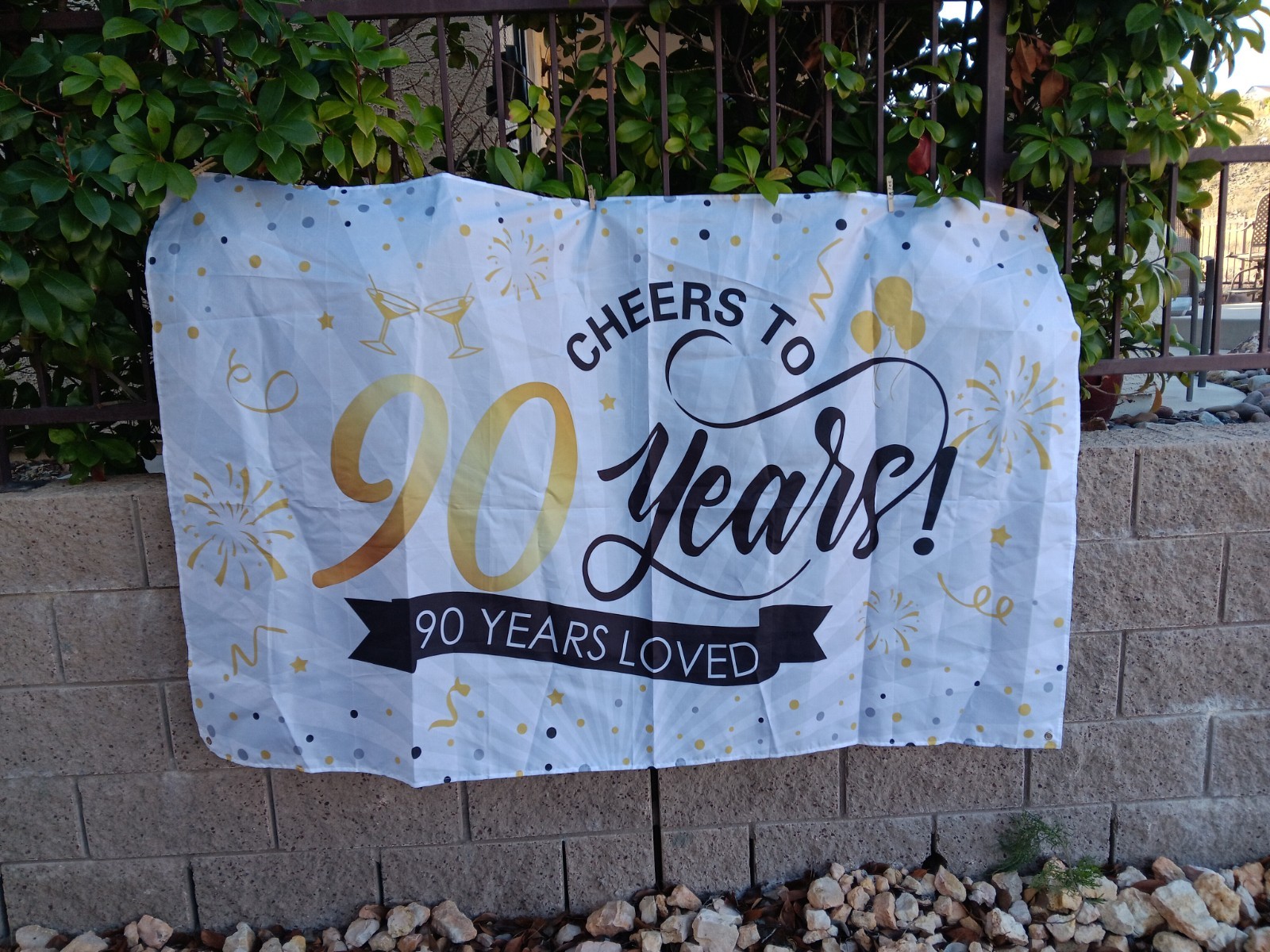 Happy 90th Birthday Banner Backdrop approx 44" X 72" Decoration gallery