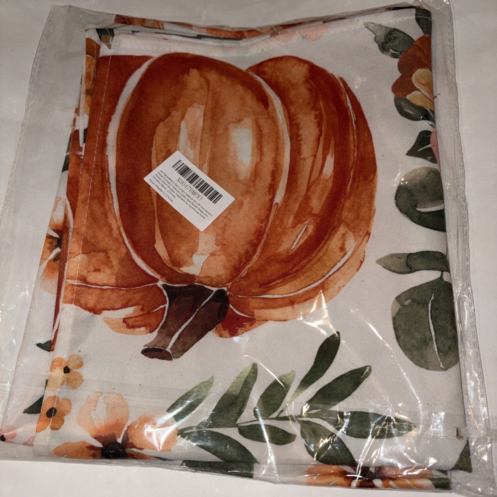 Fall Curtain Valance 54 x 20 Inch Watercolor Pumpkin Valance Curtain Rod gallery