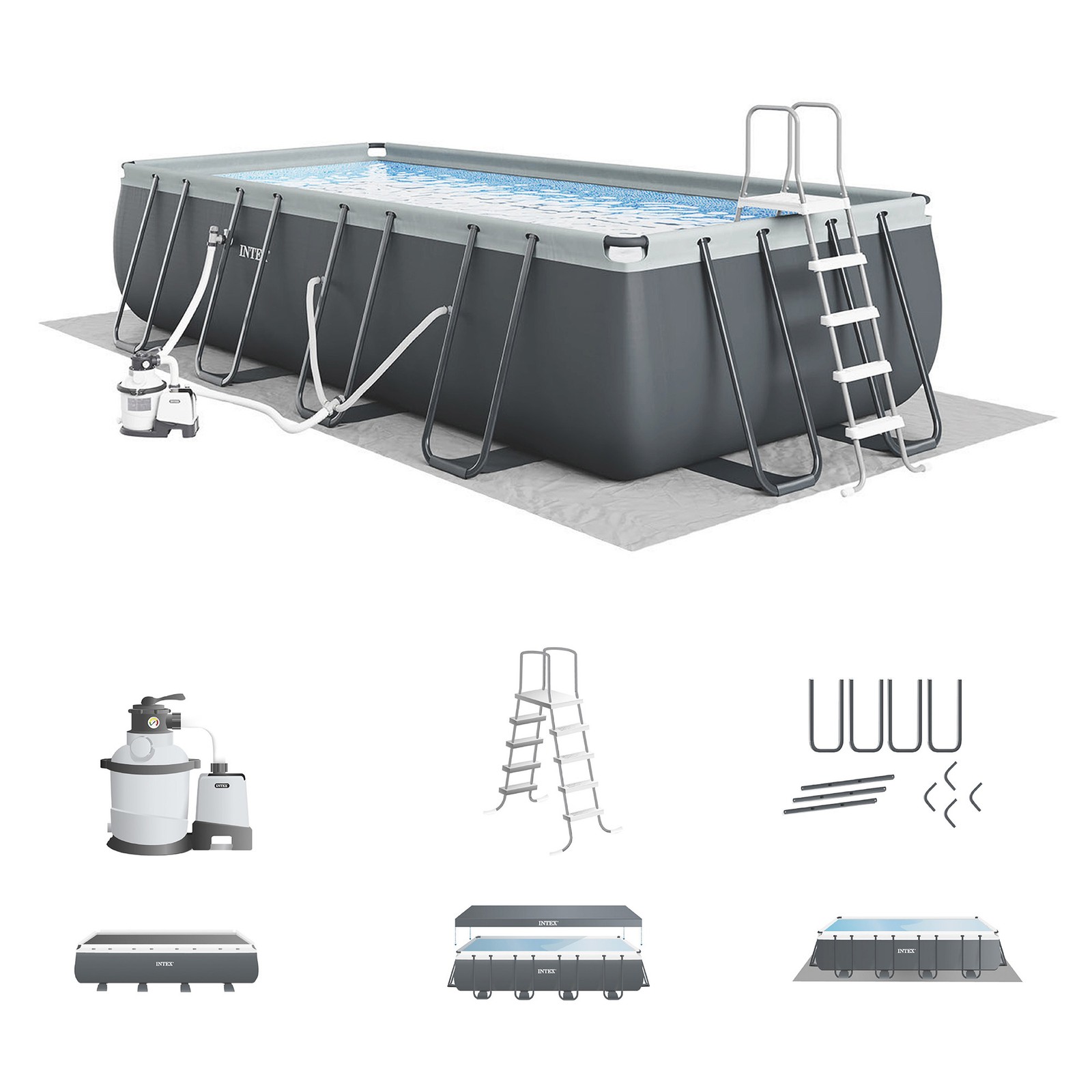 Intex 24' x 12' x 52" Rectangular Ultra XTR Frame Pool w/ Sand Filter (Used) gallery
