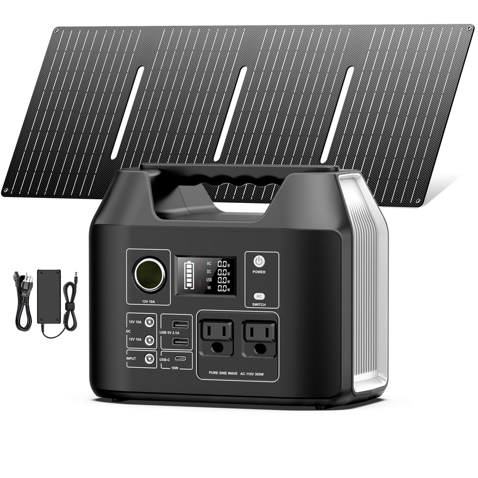 300W Solar Generator Portable Power Station Battery Charger with 40W Solar Panel gallery