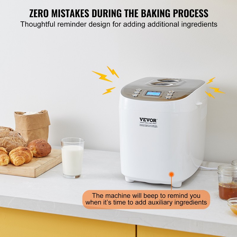VEVOR 3LB 15-in-1 Bread Maker Automatic Compact Dough Machine Nonstick White gallery