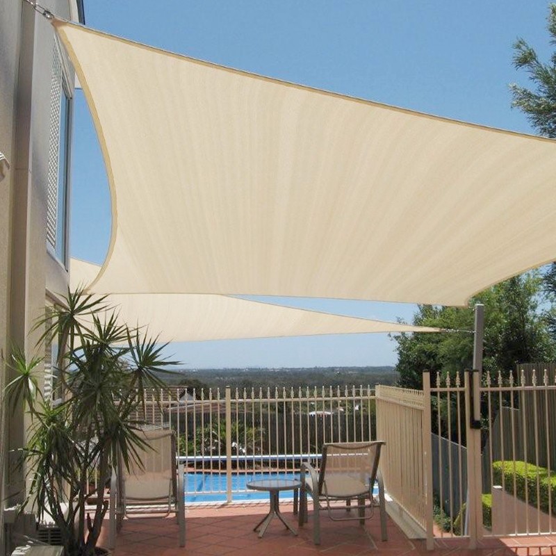 5-24ft Beige Rectangle Waterproof Sun Shade Sail Shelter Cover for Canopy Pool gallery