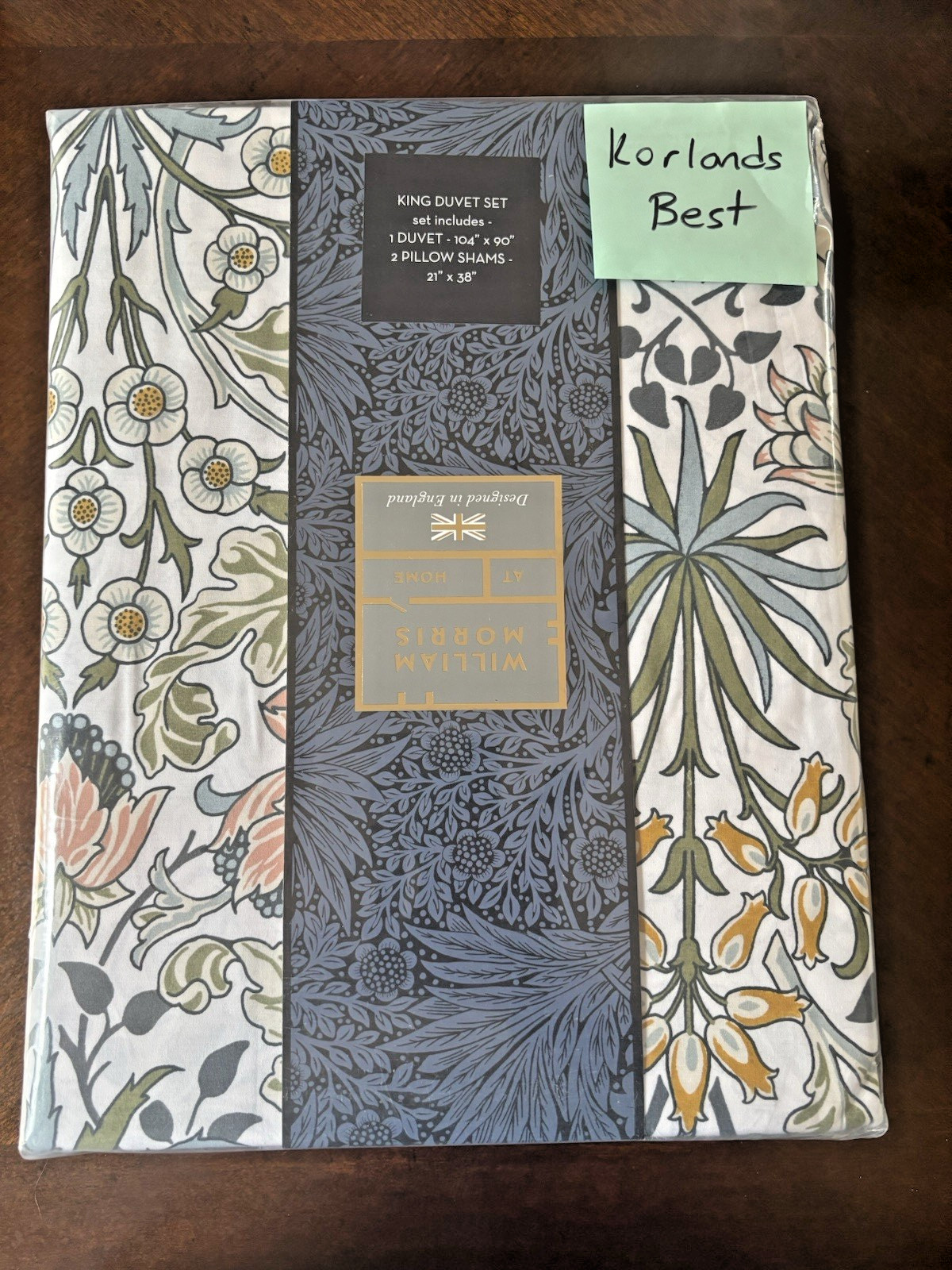 William MORRIS & CO. King Duvet Set Hyacinth Meadow 100% Cotton New gallery