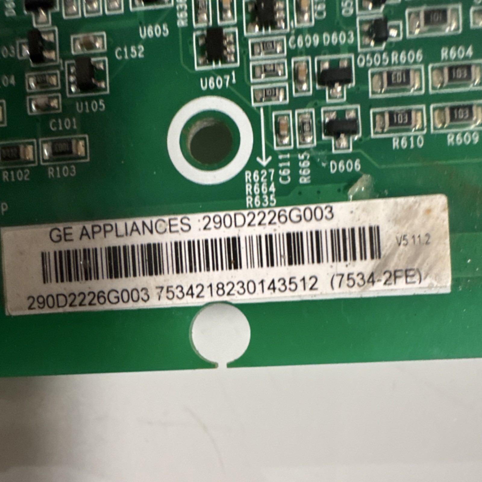 GE Appliances 290D2226G003 Main Control Board Electric Washer Part Green Plastic gallery