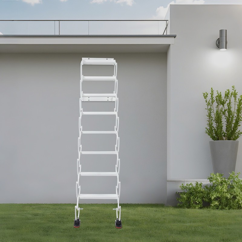 8 Steps Wall Mounted Attic Ladder Loft Attic Anti-slip Retractable Folding Stair gallery