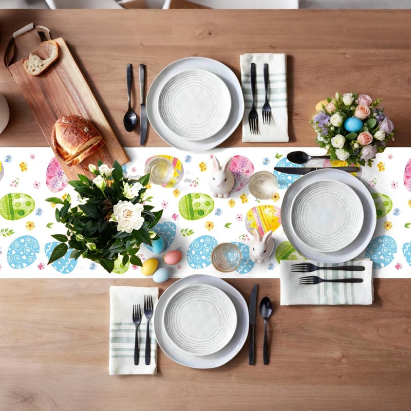72 x 13 Inch Easter Table Runner – 72 x 13 inches, Green Pink Blue Yellow gallery