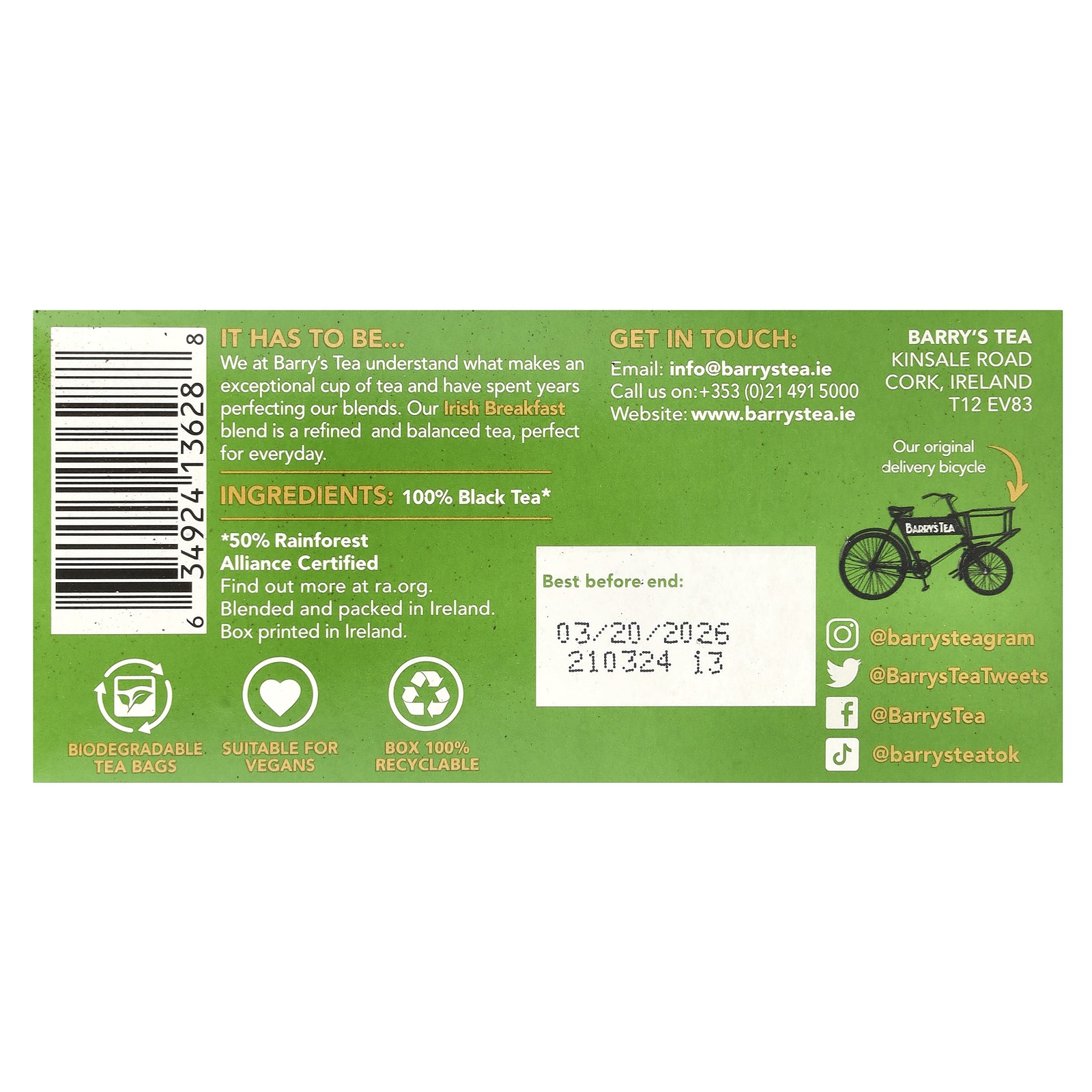 Irish Breakfast Tea, 40 Tea Bags, 4.40 oz (125 g) gallery