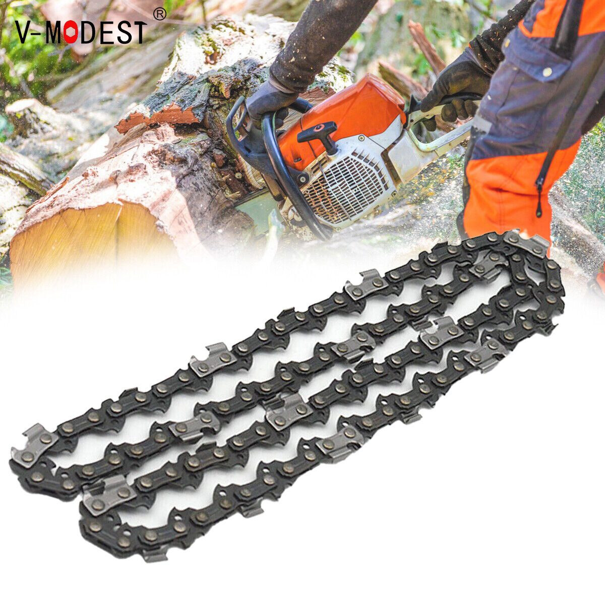 V-MODEST 12" Chainsaw Chain For Dewalt Black&Decker Ryobi Worx 3/8"LP .043" 45DL gallery