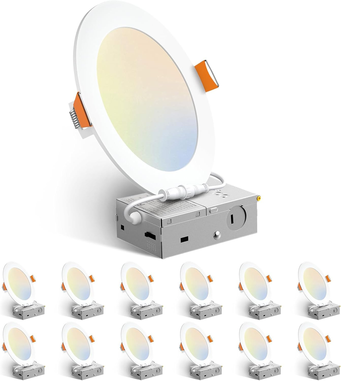 12 Pack 6" Dimmable Ultra-Thin LED Recessed Ceiling Lights, 1050LM, ETL&FCC gallery