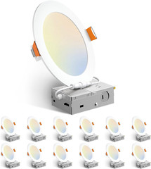 12 Pack 6″ Dimmable Ultra-Thin LED Recessed Ceiling Lights, 1050LM, ETL&FCC