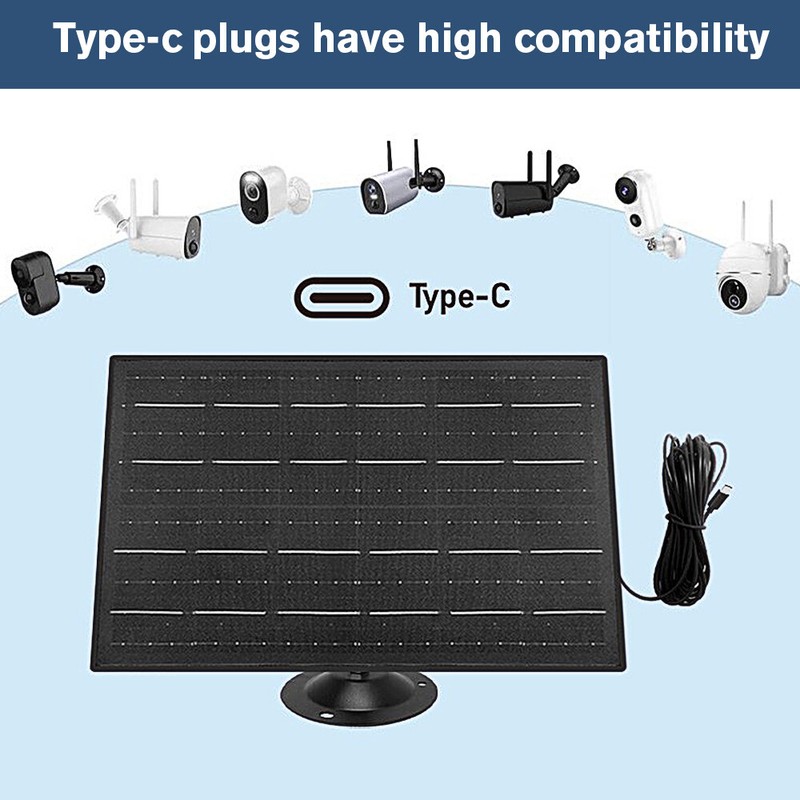 20W 5V USB C Solar Panel For Security Camera 360°Adjustable Mounting Waterproof gallery