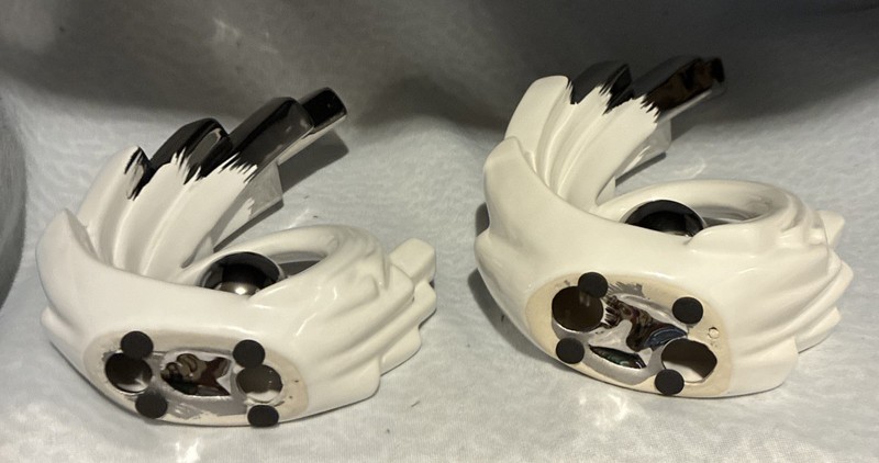 LCCCK 2 Pc Set Abstract Ceramic Statues In White And Silver gallery