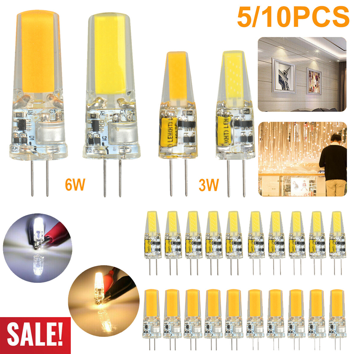 5PCS / 10PCS G4 LED 12V AC/DC COB Light 3W 6W High Quality LED G4 COB Lamp Bulbs gallery