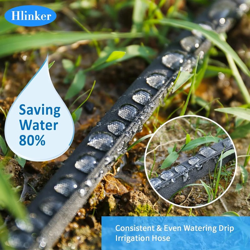 Hlinker Flat Soaker Hose 75 FT for Garden Beds, 75Ft 1/2" Linkable Consistent Dr gallery