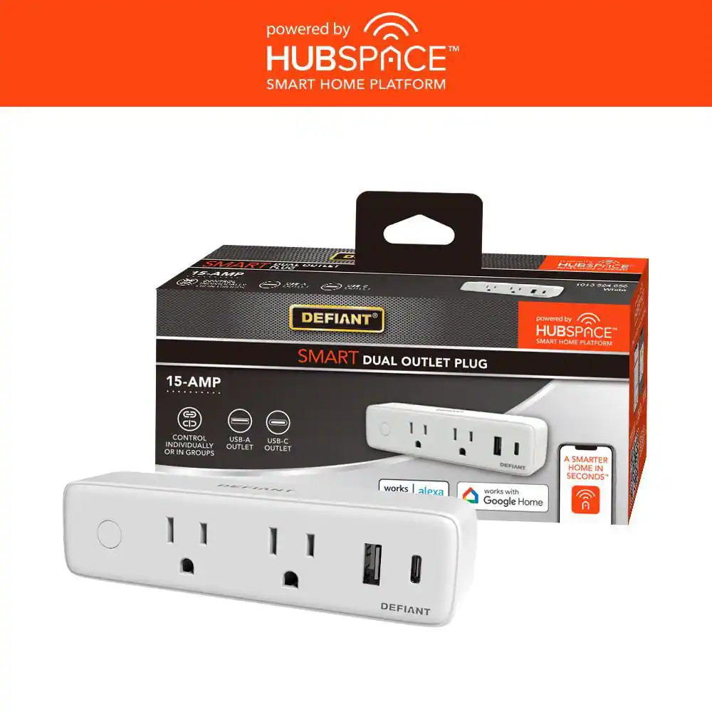 15 Amp Smart Wi-Fi Bluetooth Indoor USB Plug Timer with 2-Outlets, USB Type-A an gallery