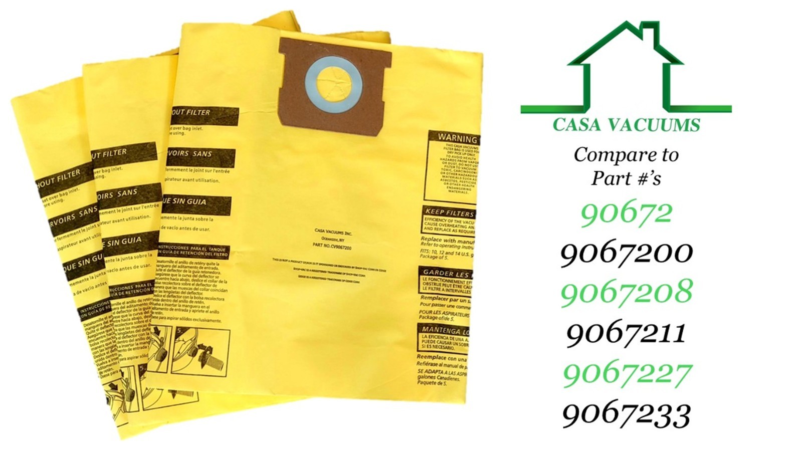 3 Replacement Bags for Shop-Vac 10-14-Gallon High Efficiency 90672 I 9067200 gallery