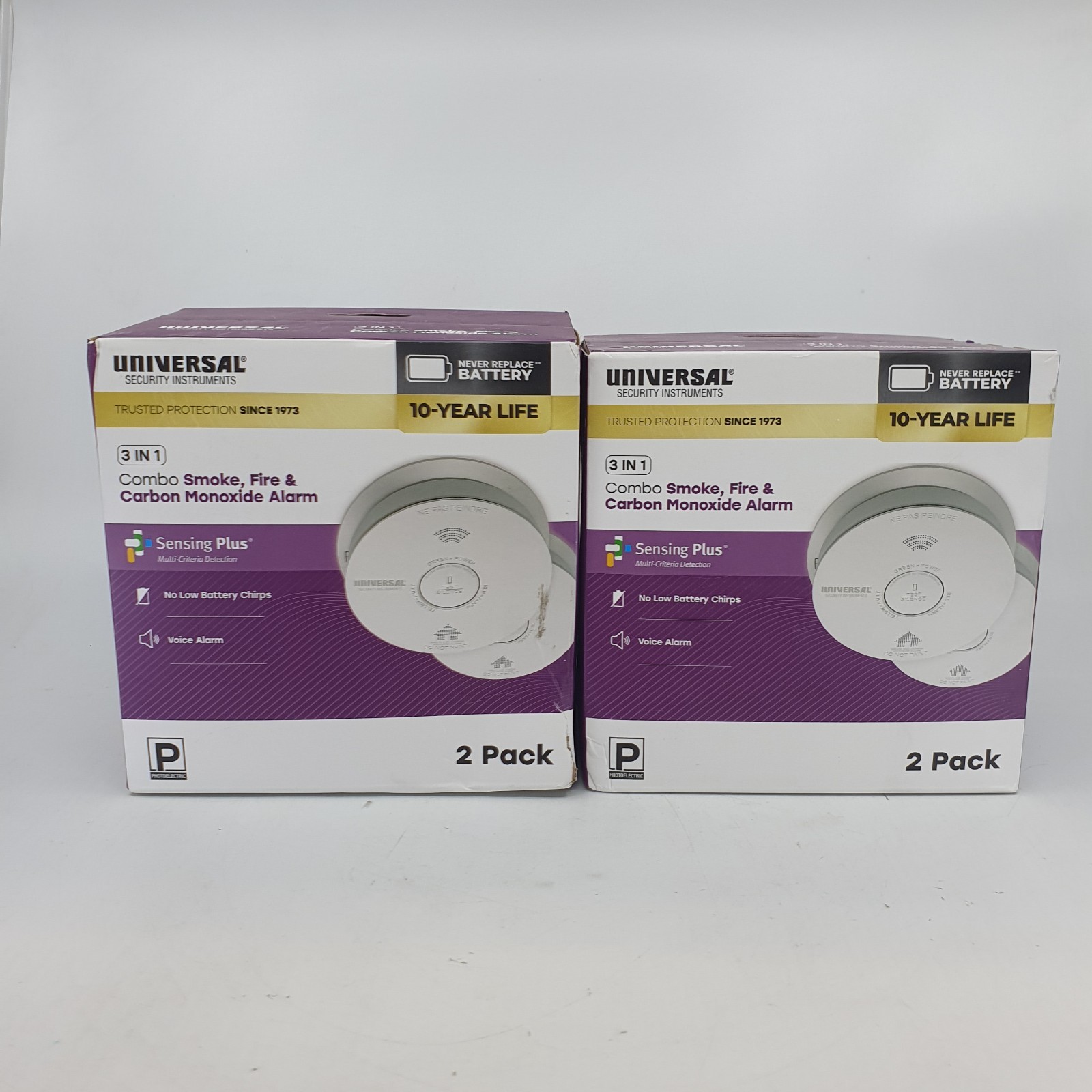 4 Pack USI 10-Year Battery Combination Smoke Carbon Monoxide Detector, Open Box gallery