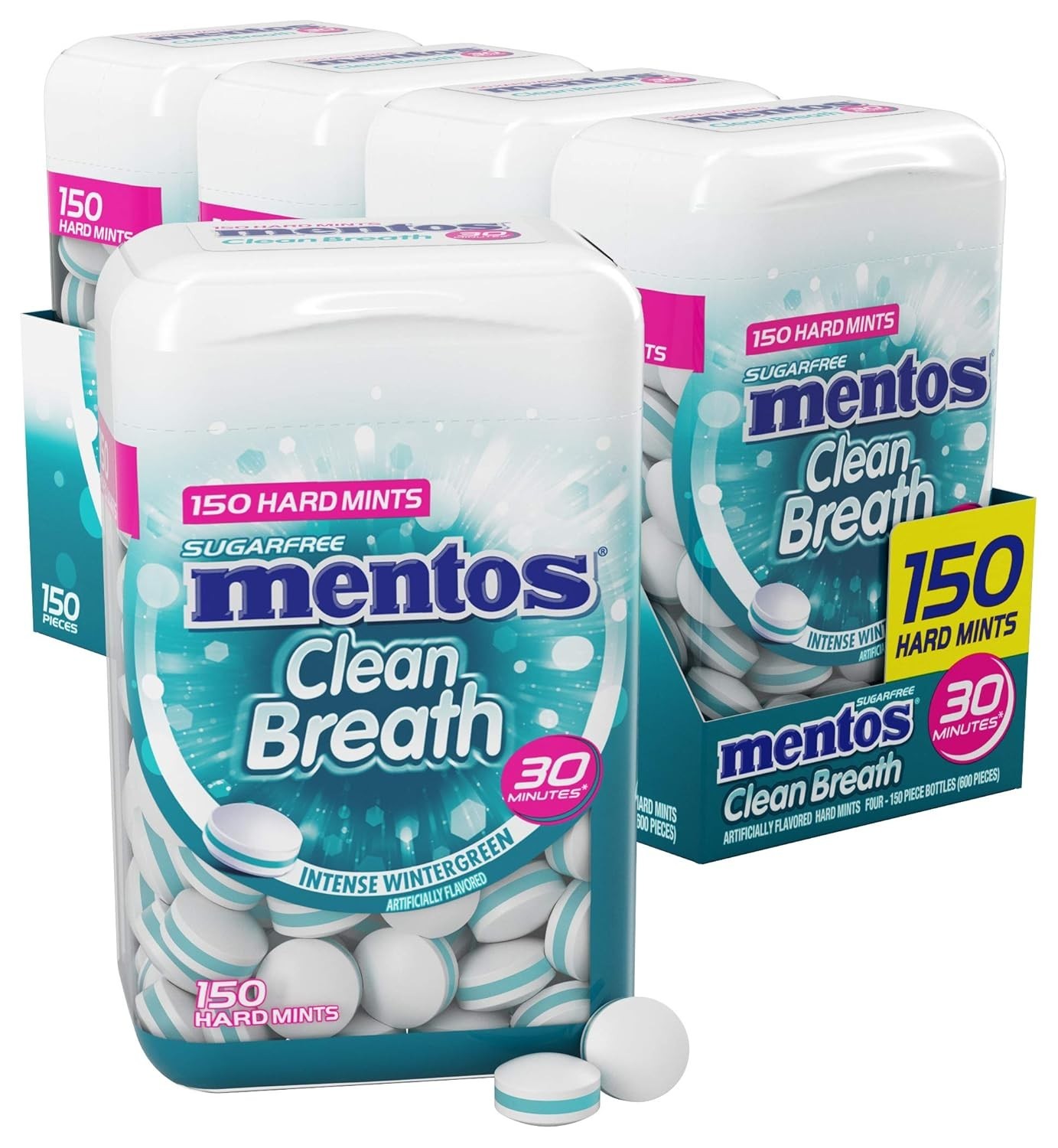 Mentos Clean Breath Hard Mints, Intense Wintergreen, 150 Pieces, 4 Count Pack gallery