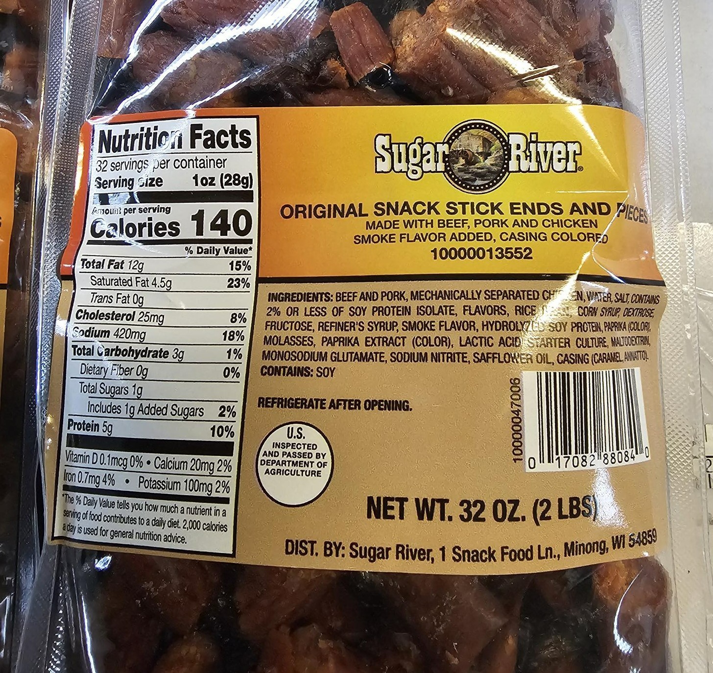 5 X 2LB/ea SUGAR RIVER ORIGINAL Meat Snack Sticks Sealed bag "loose" EXP 12.1.26 gallery
