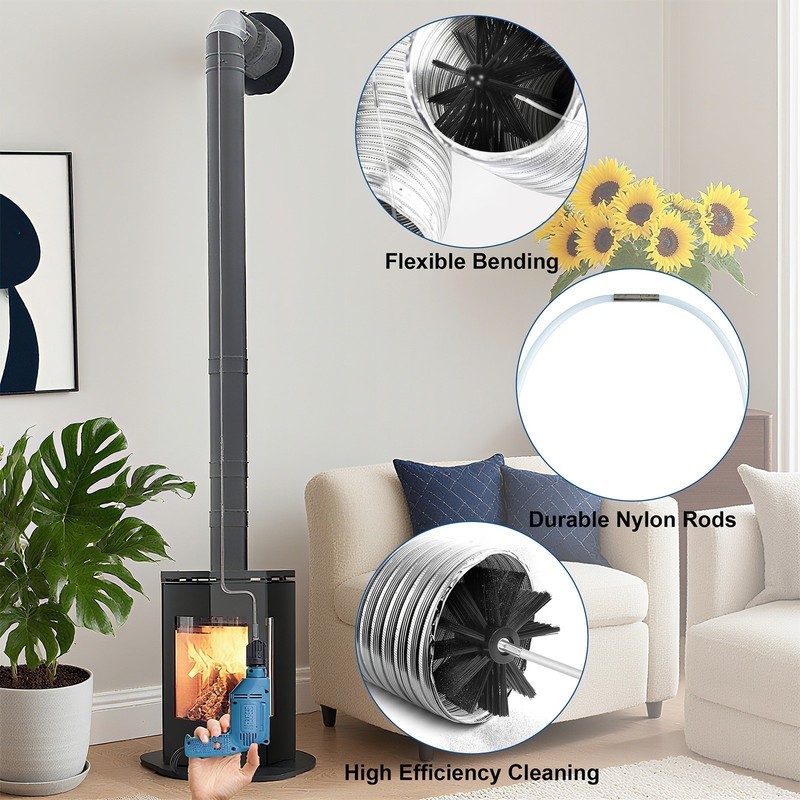 Dryer Vent Cleaning Kit Flexible Remove Chimney Lint Dust Debris Brush Head 9Pcs gallery