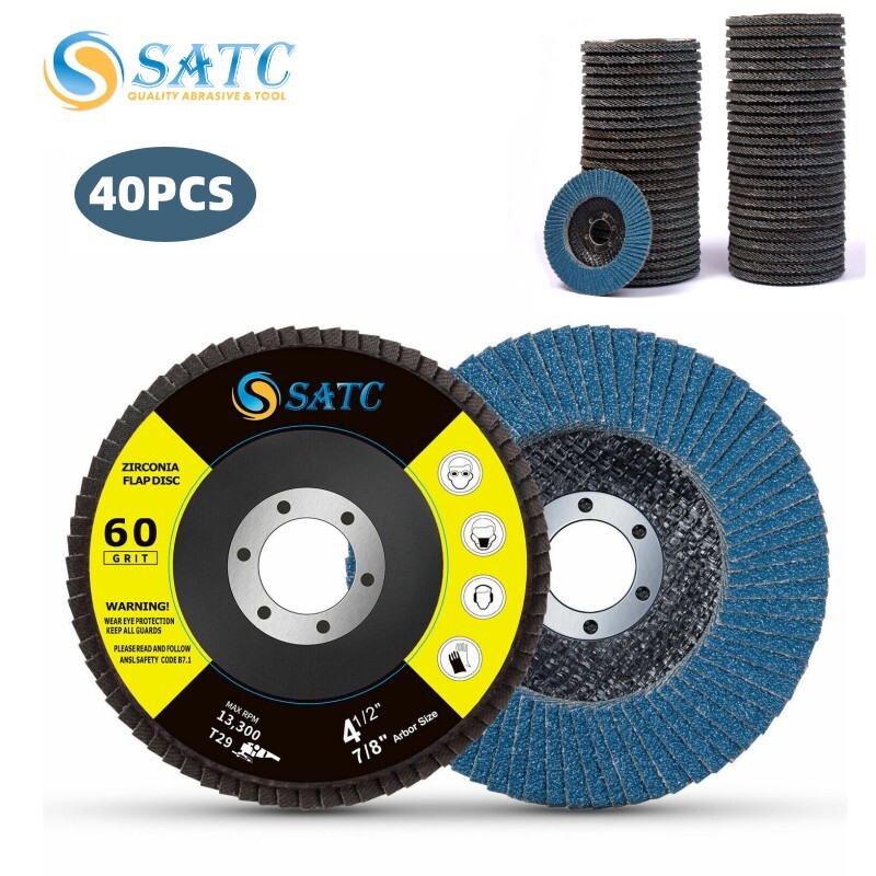 40PACK 4-1/2" 60 Grit Zirconia Flap Discs 4.5 x7/8" Angle Grinder Sanding Wheels gallery