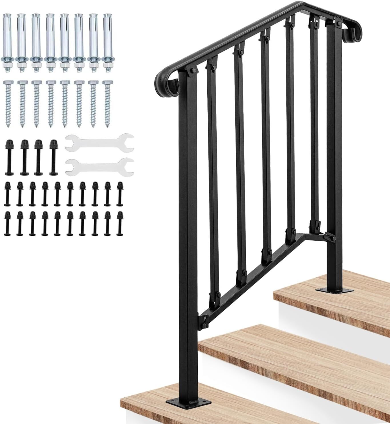 Steps Wrought Iron Handrail Stair Railing ，2 to 3 Steps Stair Railing Indoor gallery