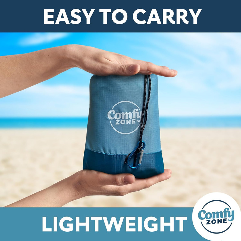Comfy Zone Beach Blanket Extra Large Sandproof Mat with 4 Stakes and Carry Ba... gallery