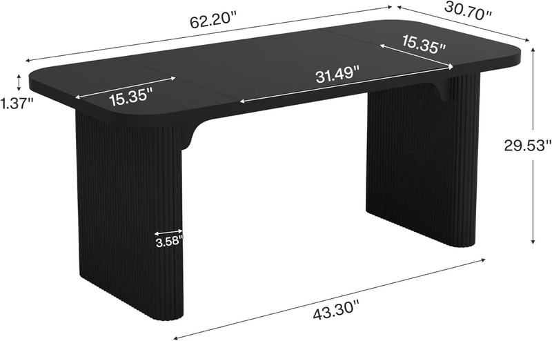 62-Inch Rectangular Executive Computer Desk, Large Modern Wood Writing Table gallery