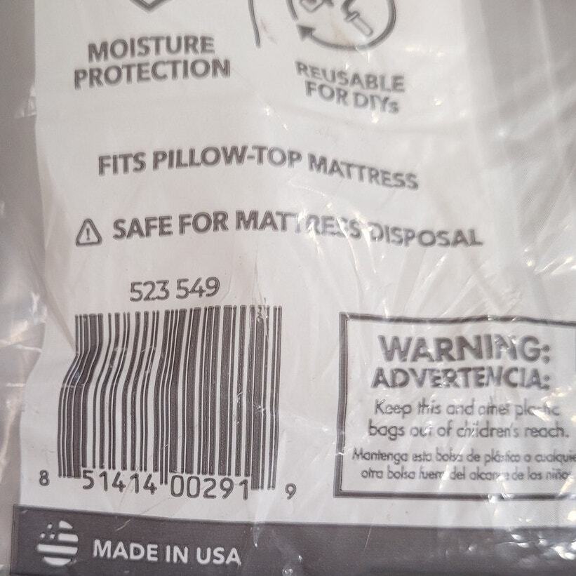 Pratt Retail Specialties 91 in. x 54 in. x 14 in. Twin and Full Mattress Bag gallery