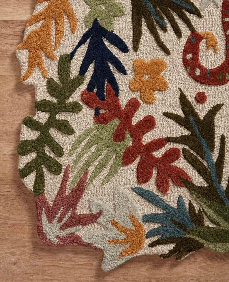 New Authentic Hand Tufted High and Low Loop and Cut Animal Print Wool Area Rug gallery