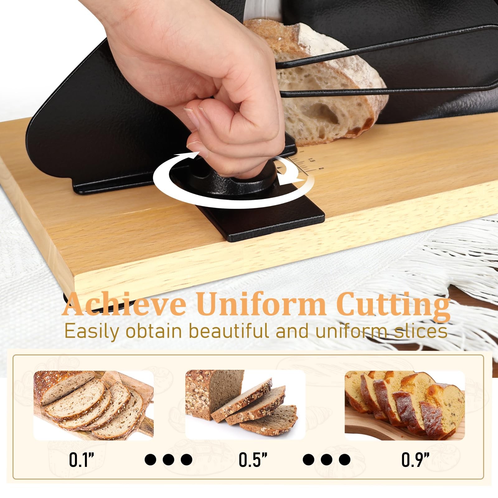 Manual Bread Slicer Adjustable Thickness Stainless Steel Blade MBQPJ Brvclon gallery