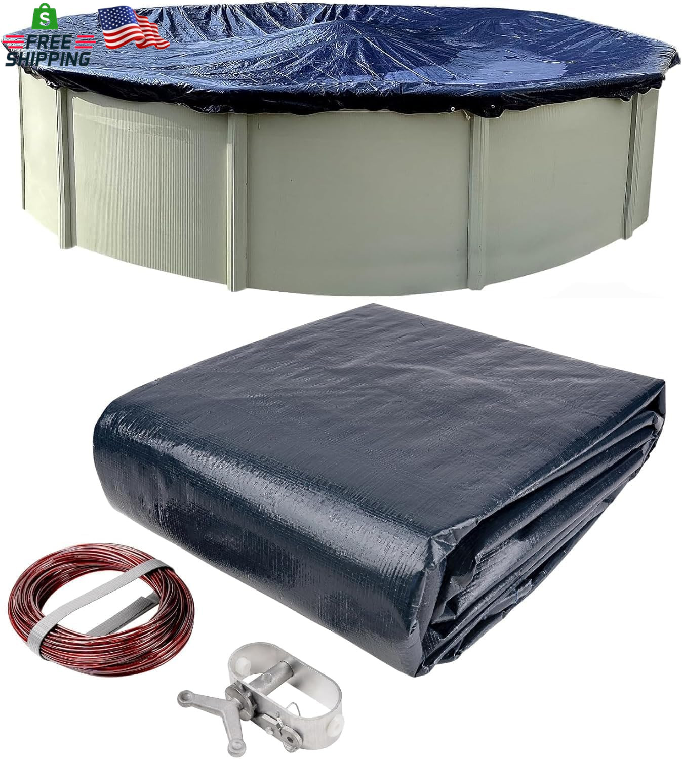 18’ Ft. round Pool Winter Cover for above Ground Pools - 8-Year Warranty, Cold a gallery