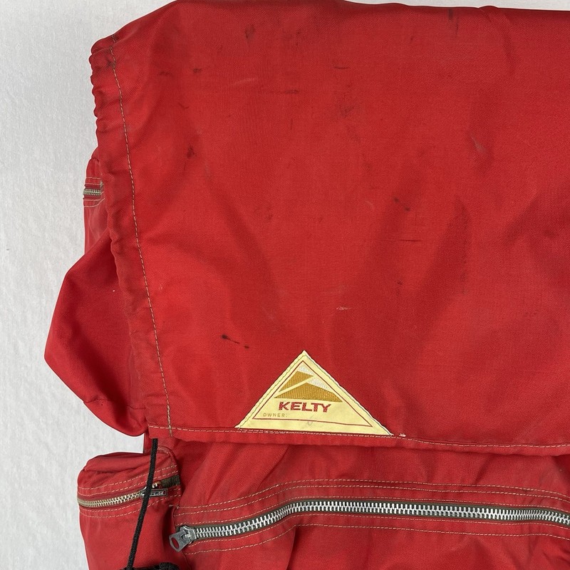 Vintage Kelty External Frame Hiking Backpack Multi Pocket Red 2