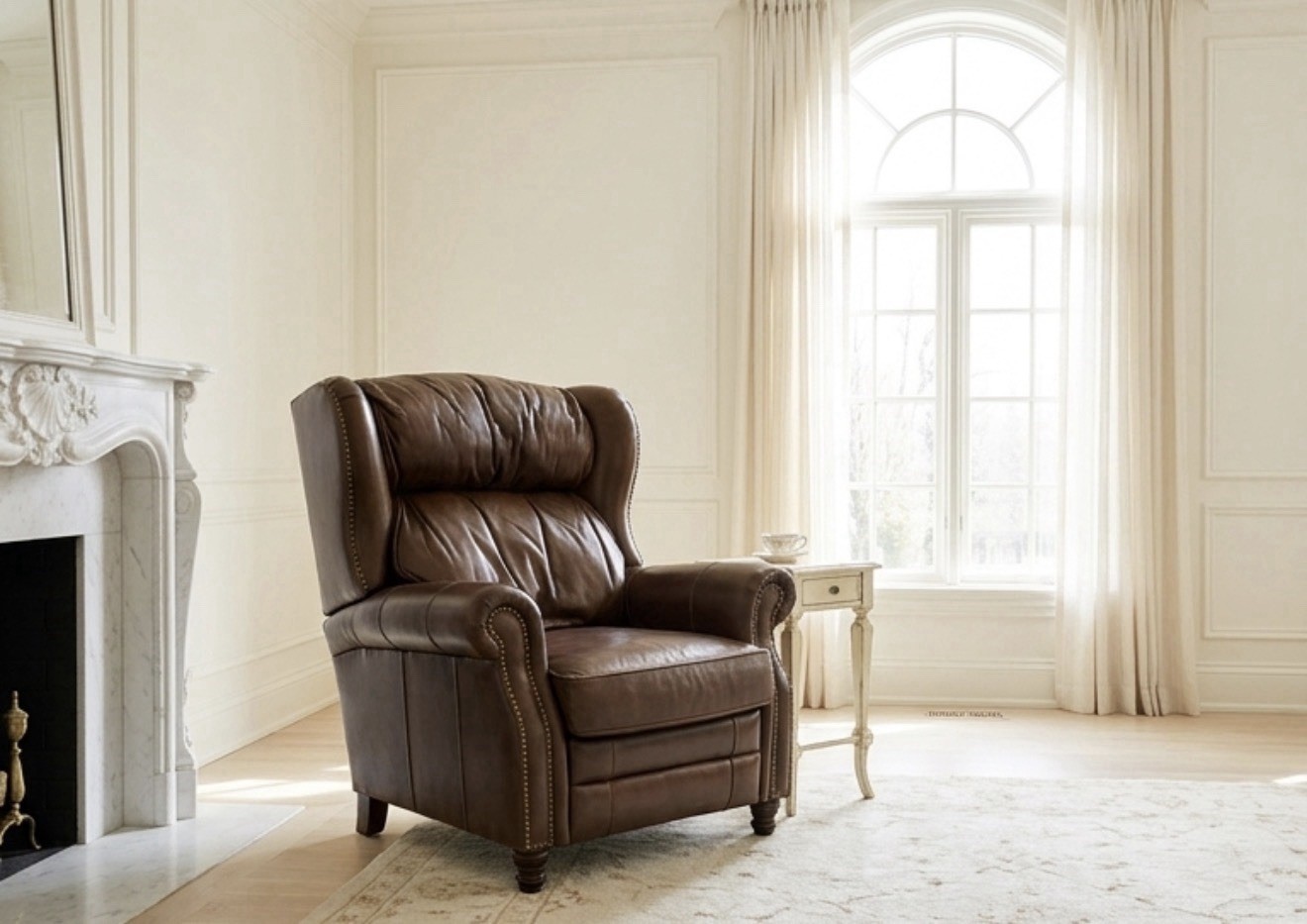 Leather Pushback Recliner Chair with Rivet Decoration,Single Sofa gallery