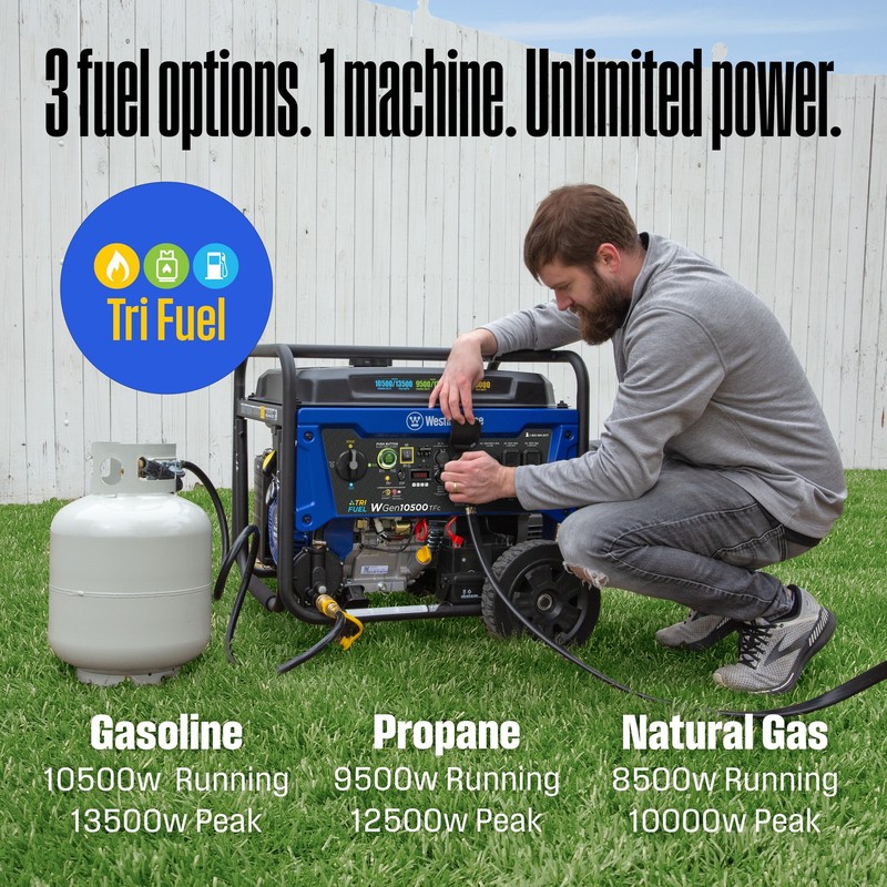 Open Box Westinghouse Generator Model WGen10500TFc Tri Fuel gallery