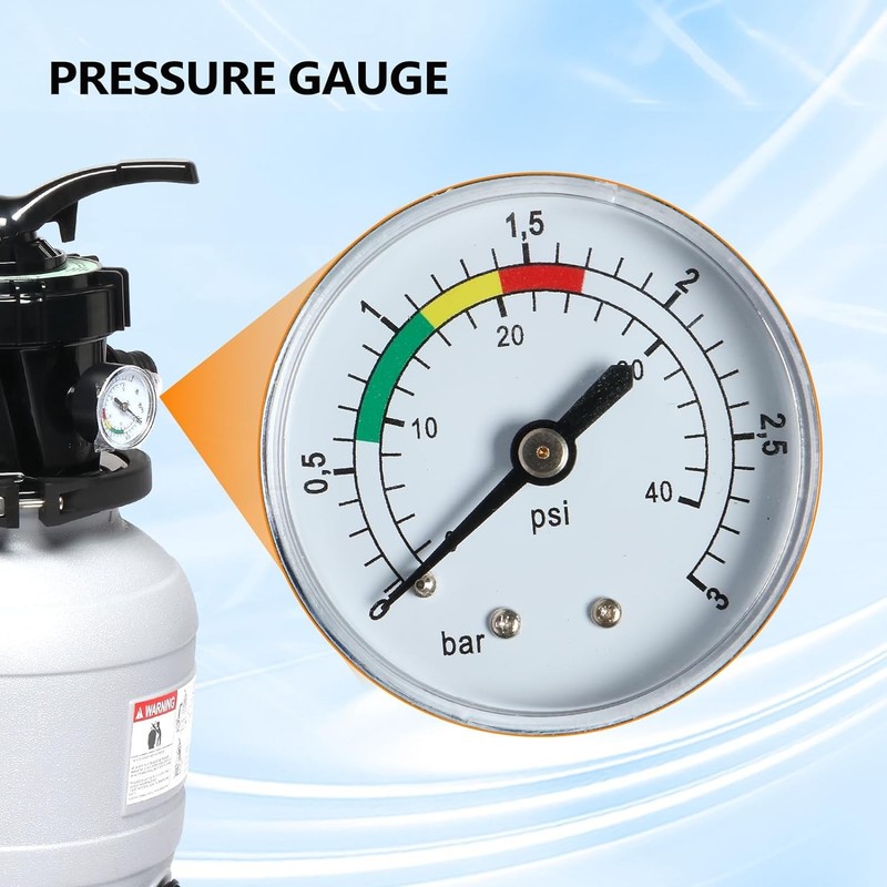Grey 12-Inch Sand Filter with 1/2HP Pool Pump – 6-Position Valve, 2640GPH Flow gallery