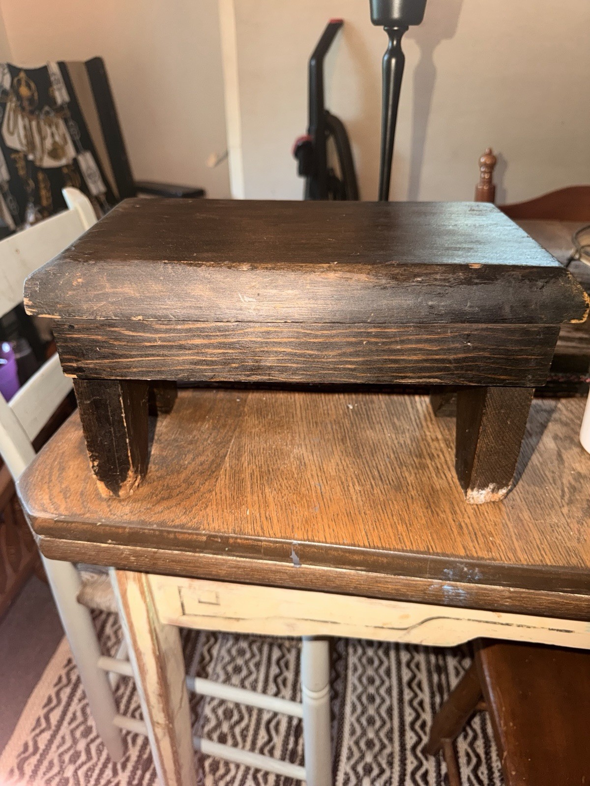 Rustic Solid Wood Footstool Brown Rectangular 12 x 6.5 x 7 inches gallery