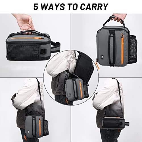 Expandable Lunch Bag Insulated Lunch Box for Men to Work Travel Grey/Orange gallery