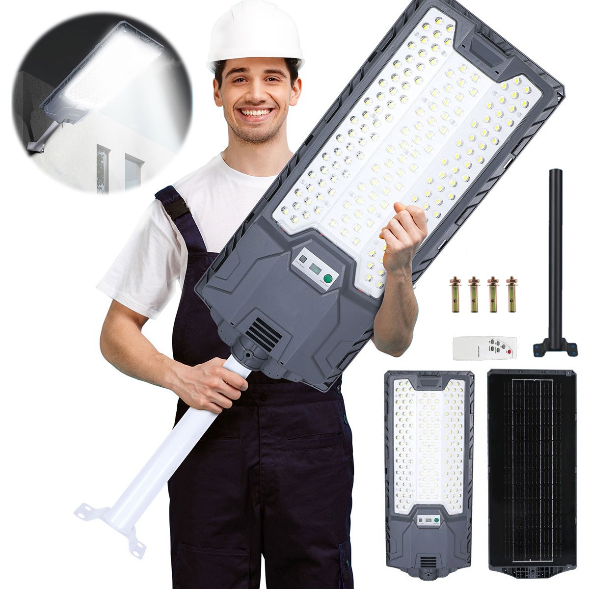 26000000LM Commercial Solar Street Light LED Outdoor Dusk to Dawn Road Area Lamp gallery