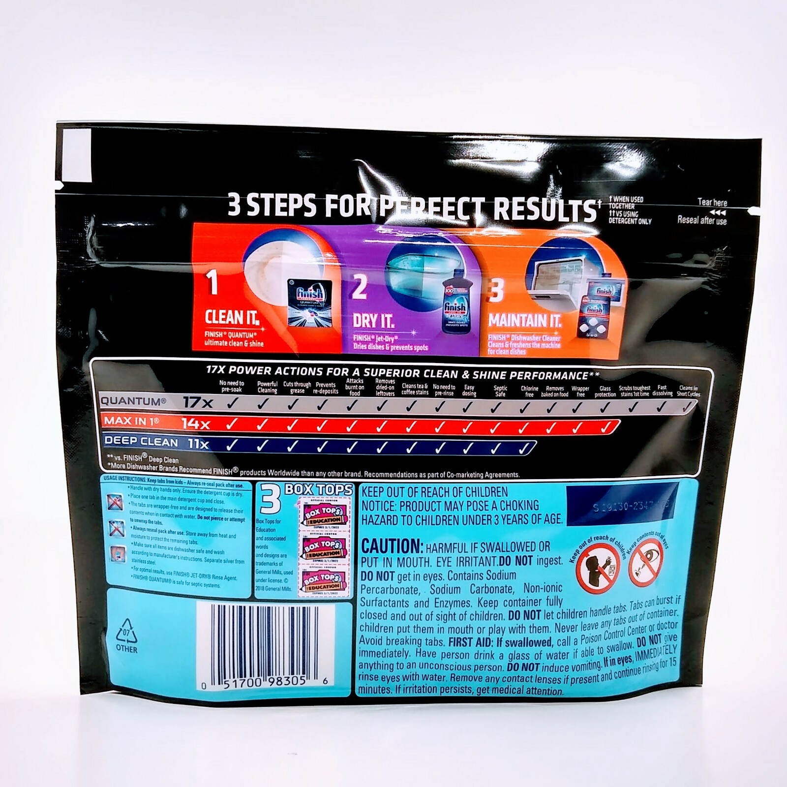 Finish QUANTUM - Degreaser, Clean, Shine, Scrubs, Tough Messes 12 ea (Pack of 1) gallery