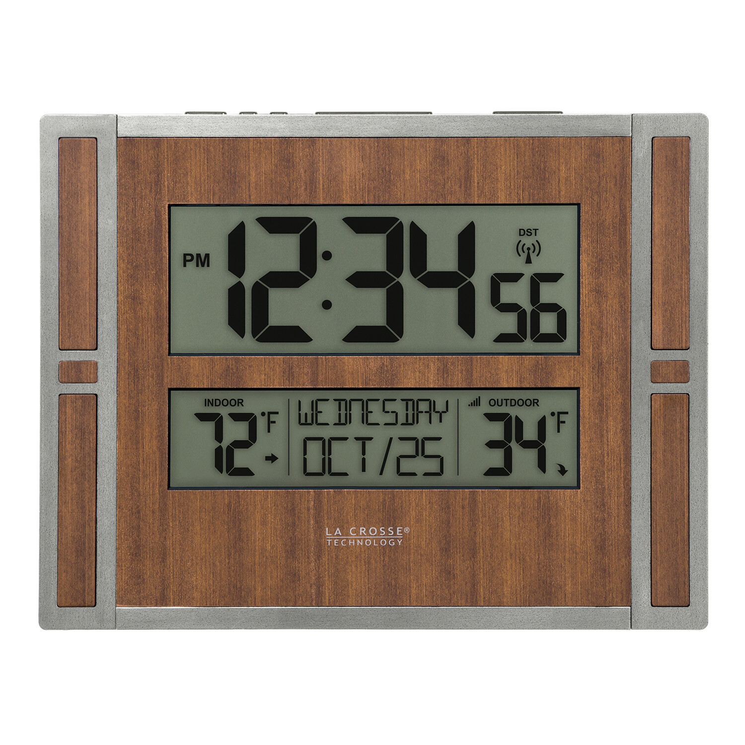 BBB86088 La Crosse Technology Atomic Digital Wall Clock IN/OUT Temp TX141-BV2 gallery