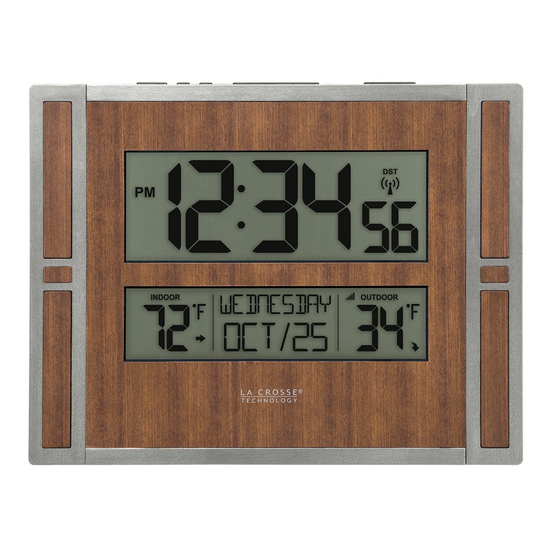 BBB86088 La Crosse Technology Atomic Digital Wall Clock IN/OUT Temp TX141-BV2 gallery